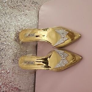 Clear and Gold Slingback heels